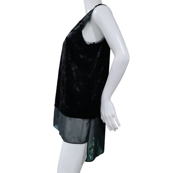Simply Vera Vera Wang Black Velvet & Sheer Burnout Sleeveless Tunic Top Medium - Picture 4 of 13